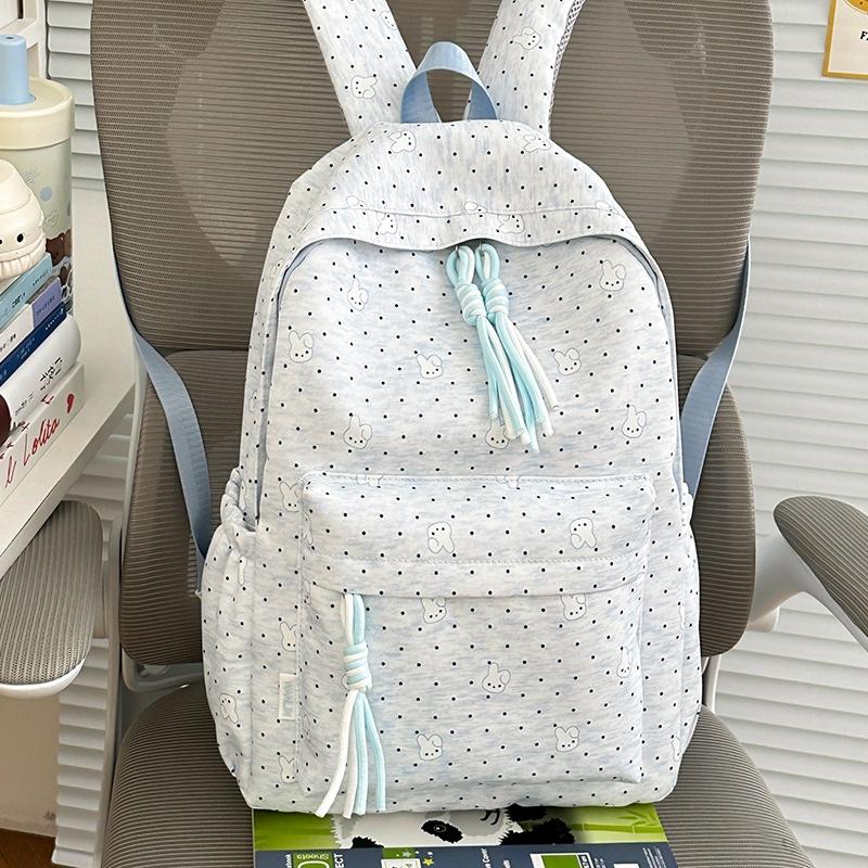 Schoolbag New Schoolbag Female Student Korean Version Ins Large Capacity Polka Dot Lightweight Junior High School Student Versatile Backpack