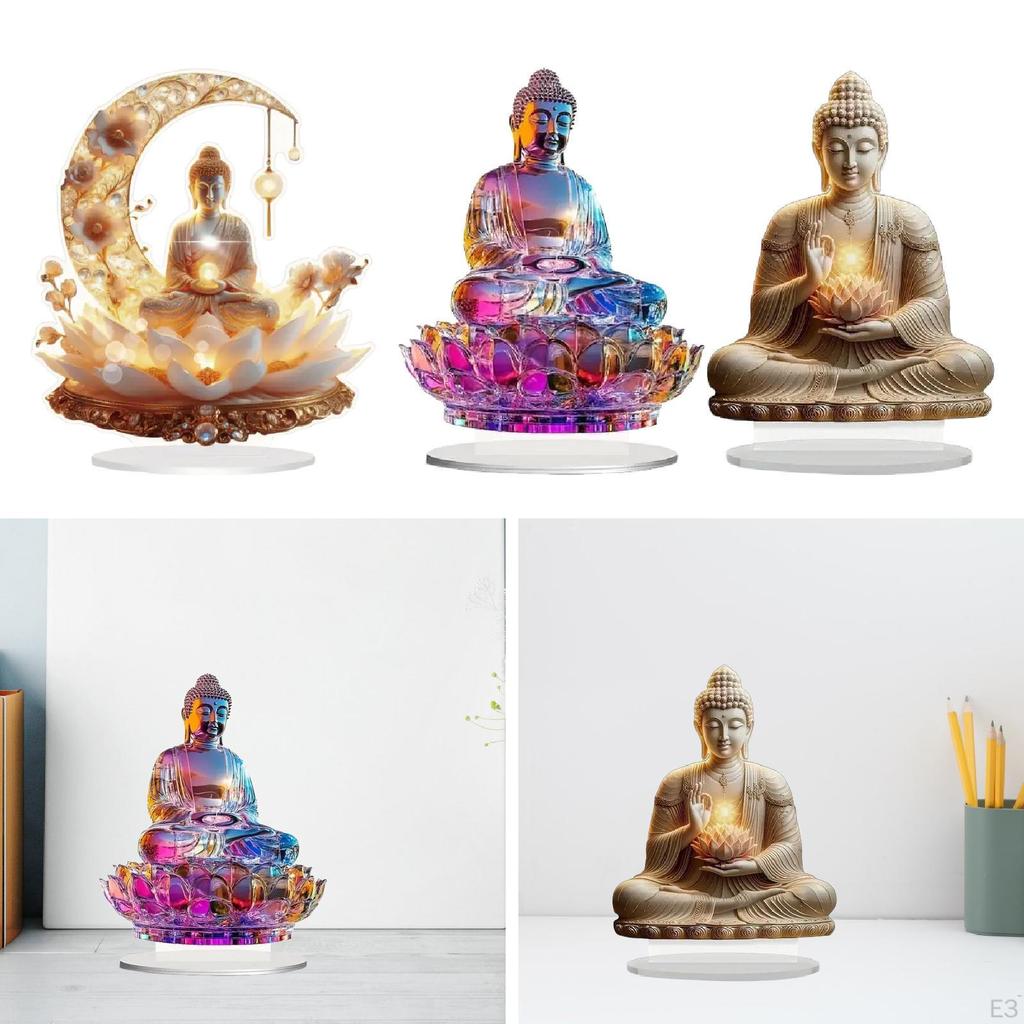 Acrylic Decorative to Assemble 2D Flat Buddha Ornament Christmas Decor Stable Base Desktop