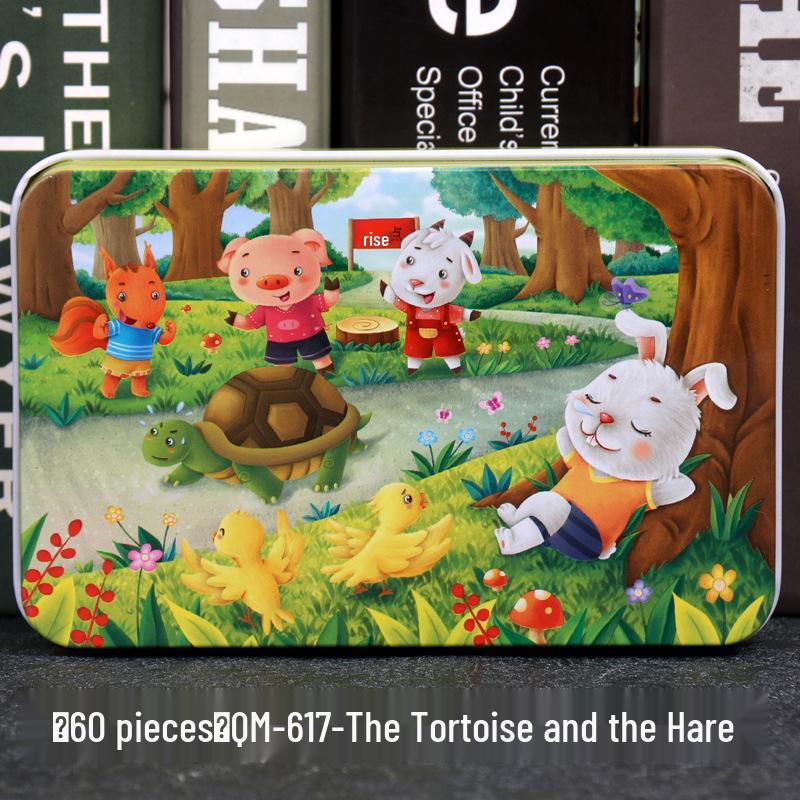 60-Piece Cartoon Puzzle Tin Box for Toddlers Aged 3-6 – Early Education and Intellectual Development Toy for Boys and Girls