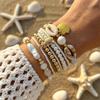 Imitation Pearl Starfish Shell Polymer Clay Braided Bracelet Personality Stacking Jewelry Beach Vacation Style Gift