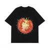 2025 Summer Clothes Tomato Explosion Tomato Battle Print Cotton Children's Tshirt Casual Versatile Street Kid Oversized T-shirt