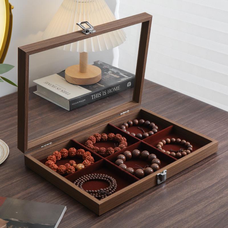 Wenge Wood Dustproof Jewelry Box with Lid for Bracelets and Accessories