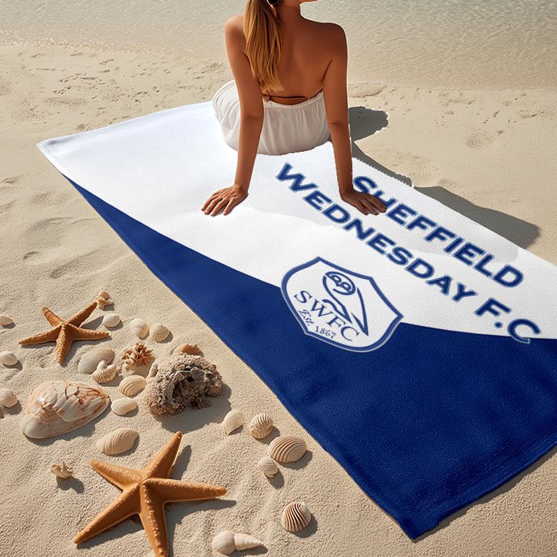 1PC Blue Sheffield With Owl Beach Towel - Soft, Absorbent Microfiber, Lightweight, Ideal for The Beach, Parties, Travel, Camping Fan Gifts