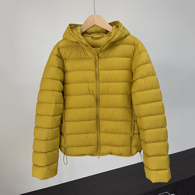 New white duck down light down jacket women's short hooded loose and thin ribs thermal jacket