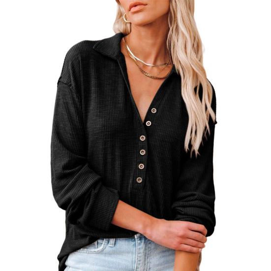 V Neck Tops Long Sleeve Button Cardigan Casual Womens Loose T-Shirt Blouse Down V Neck Tops Long Sleeve Button Cardigan Casual Womens Loose T-Shirt Blouse Down