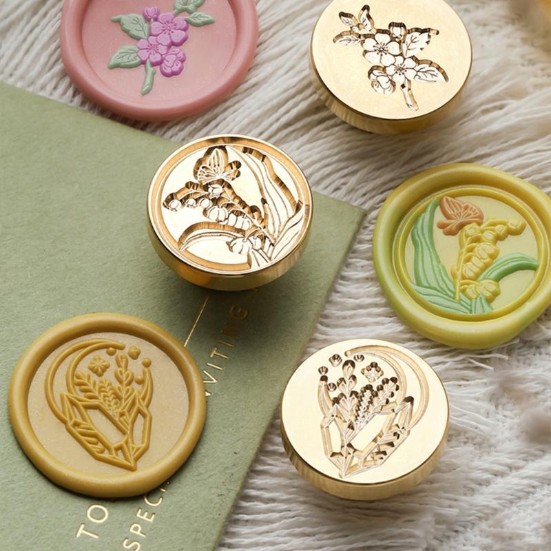 Vintage Seal Stamp Flower Embossed Wax Seal Stamp for Seal Envelope Card Party Invitation Packaging Christmas Wedding