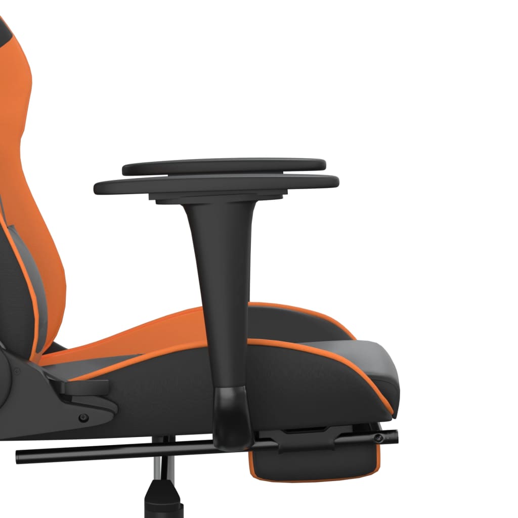 Gaming Chair with Massage Function and Footrest Black & Orange Faux Leather