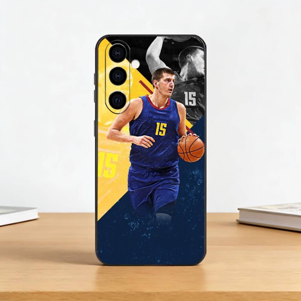 

Basketball Sport N-Nikola Jokic Phone Case Black Silicone Soft For Samsung Galaxy A73,A72,A71,A70,A53,A52,A51 Samsung a41
