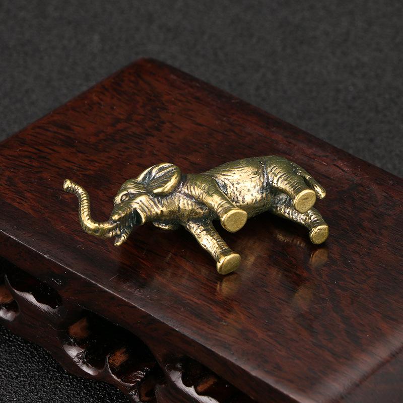 Bronze Minature Elephant Figurines Tea Pet Table Ornament Decorations Copper Animal Crafts Miniatures Home Decor Living Room