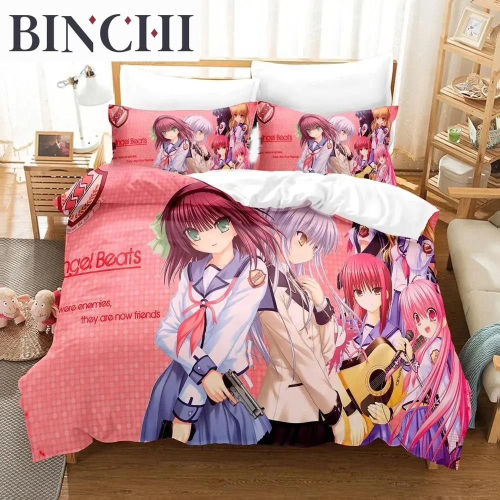 3D Print Anime Angel Beats Bedding Set Duvet Cover Bed Set Quilt Cover Pillowcase Comforter king Queen Size Boys Adult Bedding