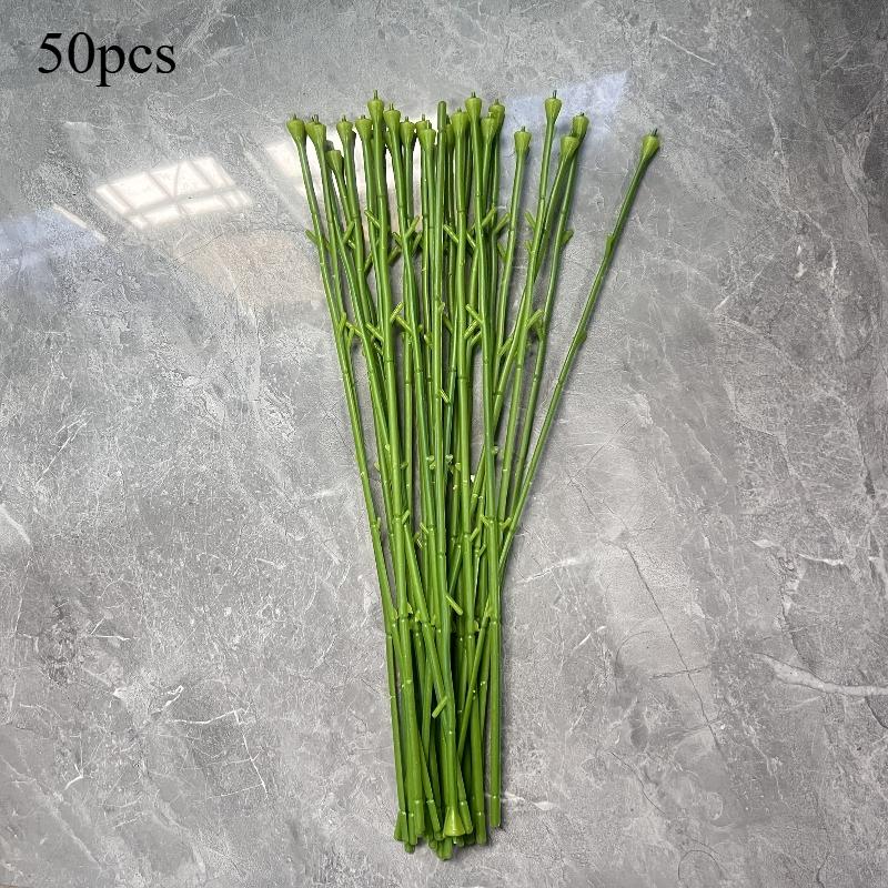 

50pcs Plastic Flower Stems DIY Bouquets Crafts Artificial Floral Arrangement Accessories