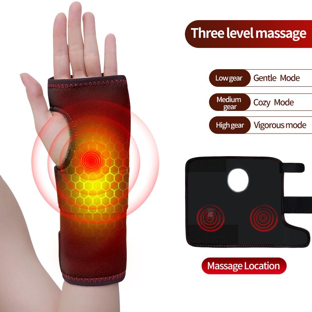 Heated Wrist Massager 3 Adjustable Levels Breathable Wrist Guard Thermal Therapy For Tenosynovitis Relief Sports Protection
