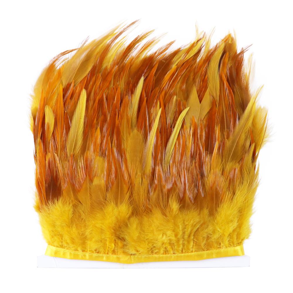 Feather1Meter Saddle Pheasant Feathers Fringe Trim for Crafts Dress Decoration Free Natural Rooster Feather Multicolor Chicken Plumes