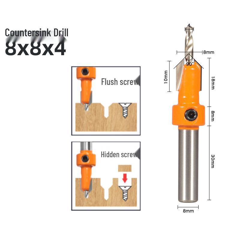 Woodworking Alloy Head Countersink & Step Drill for Self-Tapping Screws