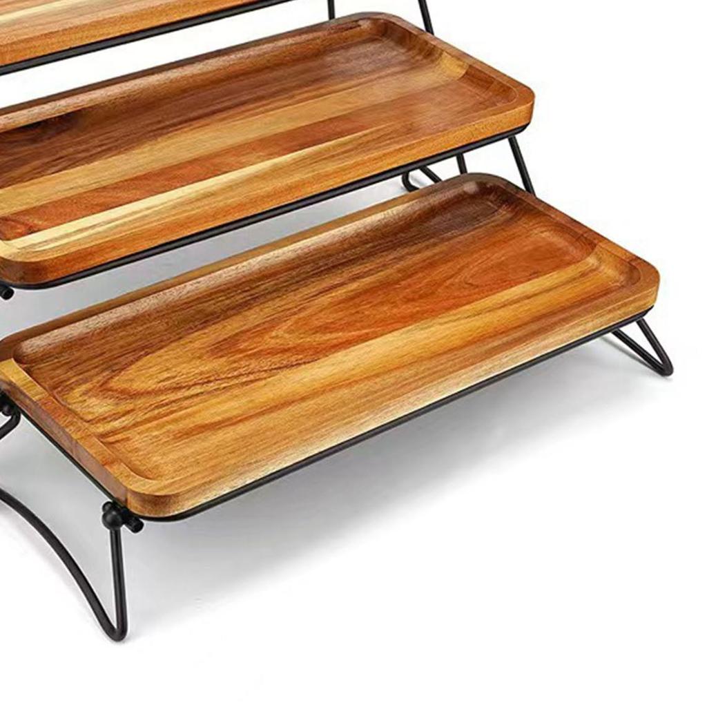3 Tier Serving Stand Large Wood Dinner Serving Platter Tray for Appetizer Snack Fruit Cup Cake Wood