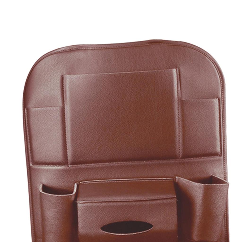 Car Seat Back Organizer PU Leather Tissue Box Storage Backseat Protector Phone