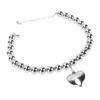 Chunky Heart Pendant Collar Necklace Thick Bold Ball Necklace for Party Anniversary Daily Wear Silver