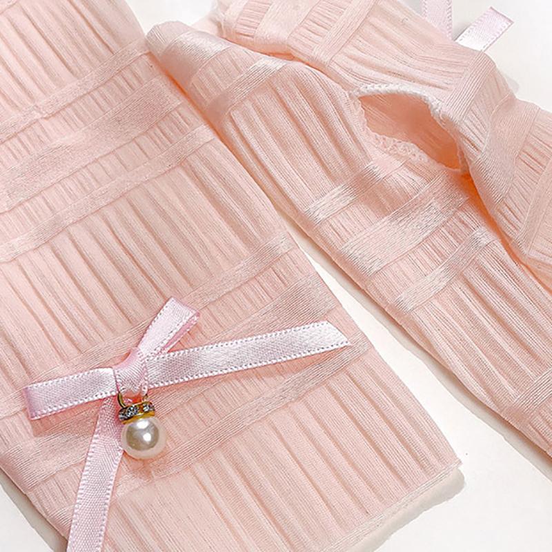 Summer Pearl Sleeves Outdoor Sun Protection Women Bow Long Ice Seeves Sun Protection Sleeves Thin Gloves Sunscreen Accessories