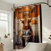 Funny Highland Cow Shower Curtain - Creative Bathroom Scene Art Design - Indoor Home Decor Aesthetic Bath Curtain