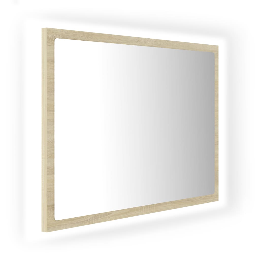 LED Bathroom Mirror In Sonoma Oak 60 X 8.5 X 37 Cm Acrylic