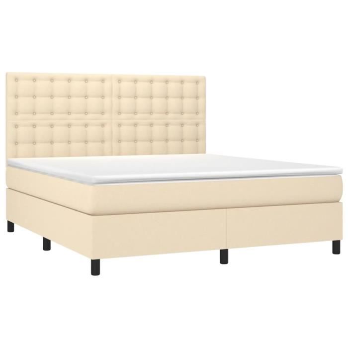 3142110 vidaXL Divan Bed with Mattress Cream 160x200 Cm Fabric