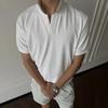 Sommer Mode Umlegekragen Locker Lässig T-Shirt Männlich Kurzarm Einfarbig All-Match Pullover Tee Top Herren