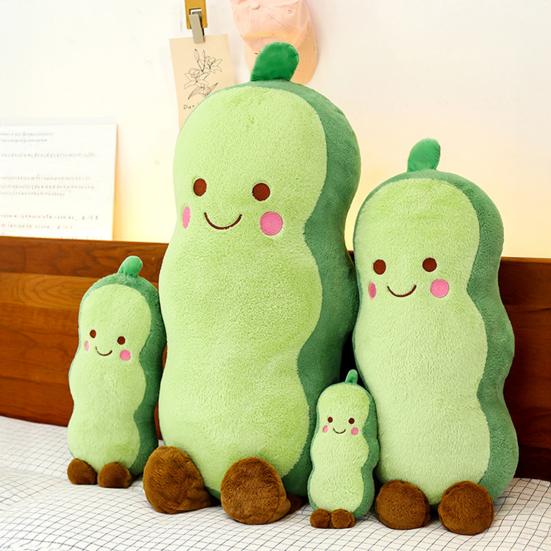 Smiling Pea Body Pillow Soft Plush Cushion for Adults Kids Funny Vegetable Hugging Pillow for Home Relaxation And Sleep