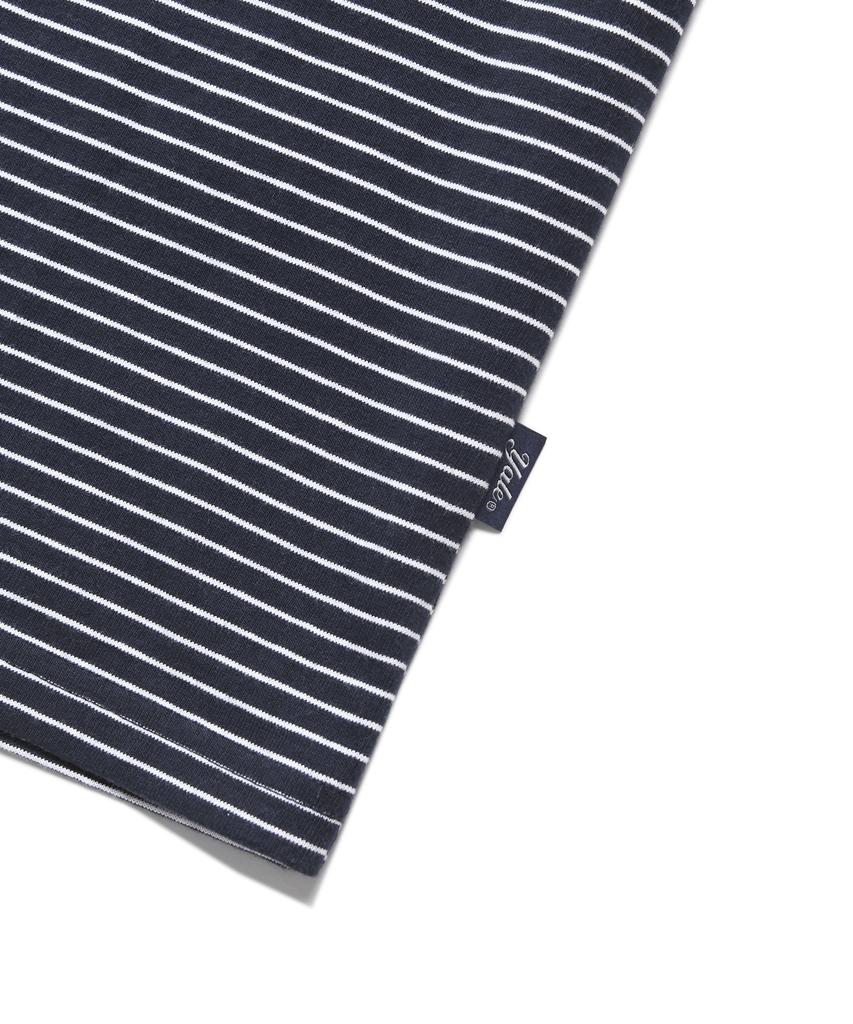 YALE Small Arch Logo Stripe T-Shirt Navy