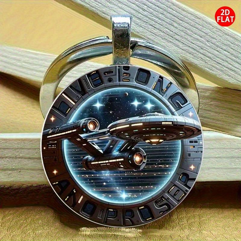Retro Sci-Fi Starship Keychain Pendant - European & American Cross-Border Bestseller Small Pendant