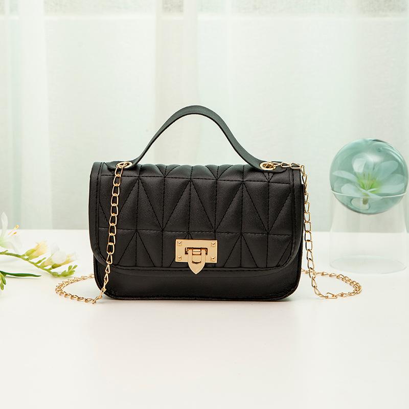 

Single shoulder sewing thread pointed buckle chain small square bag fashion women s bag casual messenger bag чёрный