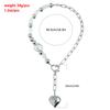 Punk Gold Color Heart Pendant Necklace for Women Trendy OT Buckle Beaded Neck Chain Choker Y2K Jewelry Accessories