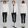 BITCED High-Waisted Oversized Fur-Trimmed Hooded Cropped Cotton Jacket for Women Autumn/Winter Down-Filled Cotton Jacket Slim-Fit Jacket Outerwear