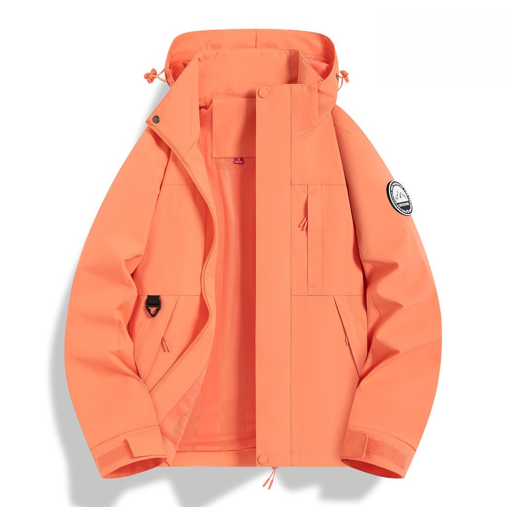 Spring and Autumn Windproof and Waterproof Couple Mountaineering Jacket Men's Top Color Matching Hooded Sports Jacket