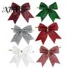Large Fabric Bows for Home Decor Glitter Christmas Bow, Gold Sparkling Ribbon Hanging Ornament Decorative Wedding Scenery Tree Wreath Gift
