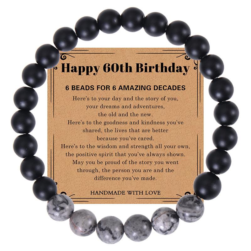 JYL TS Bracelet Men s Elastic Beaded Evokes Sophistication & Stable Luck 60th birthday