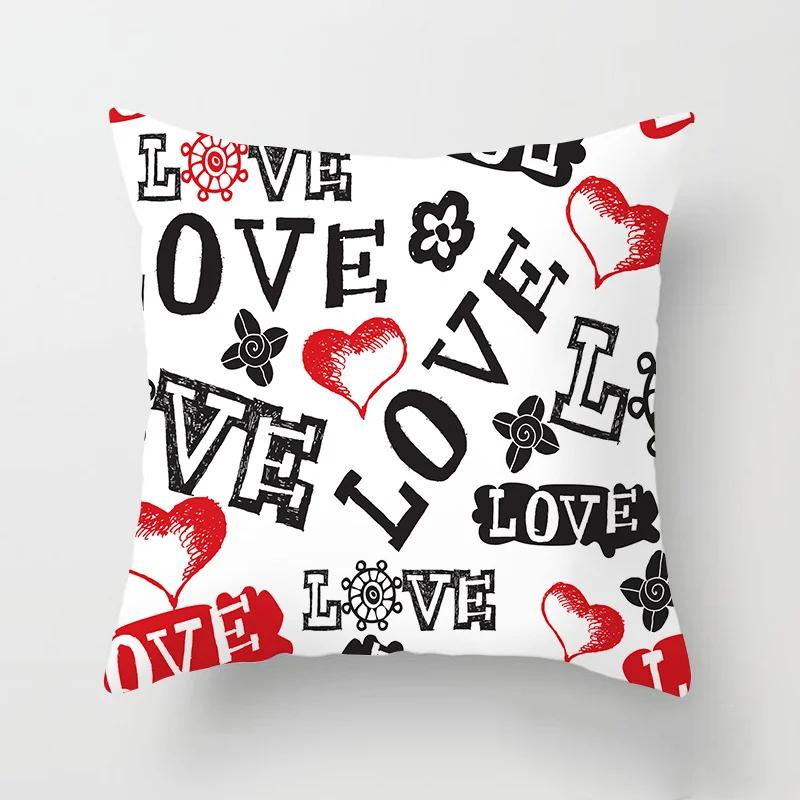Love Heart Letters Floral Pillowcase Modern Nordic Fashion Pink Cushion Cover Sofa Seat Wedding Decorative Throw Pillows Cover