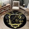 Chic Round Tattoo Multicolor Rug Mat, Non-Slip Floor Mat for Entryway