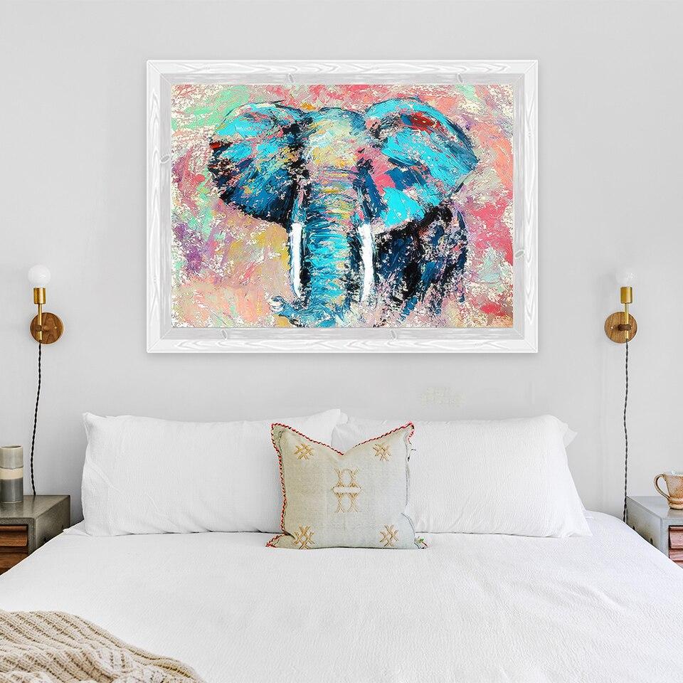 Noua pictură cu diamant 5D DIY, elefanți, broderie cu diamante, animale, punct de cruce, burghiu rotund complet, decorarea casei, cadou de artă manuală