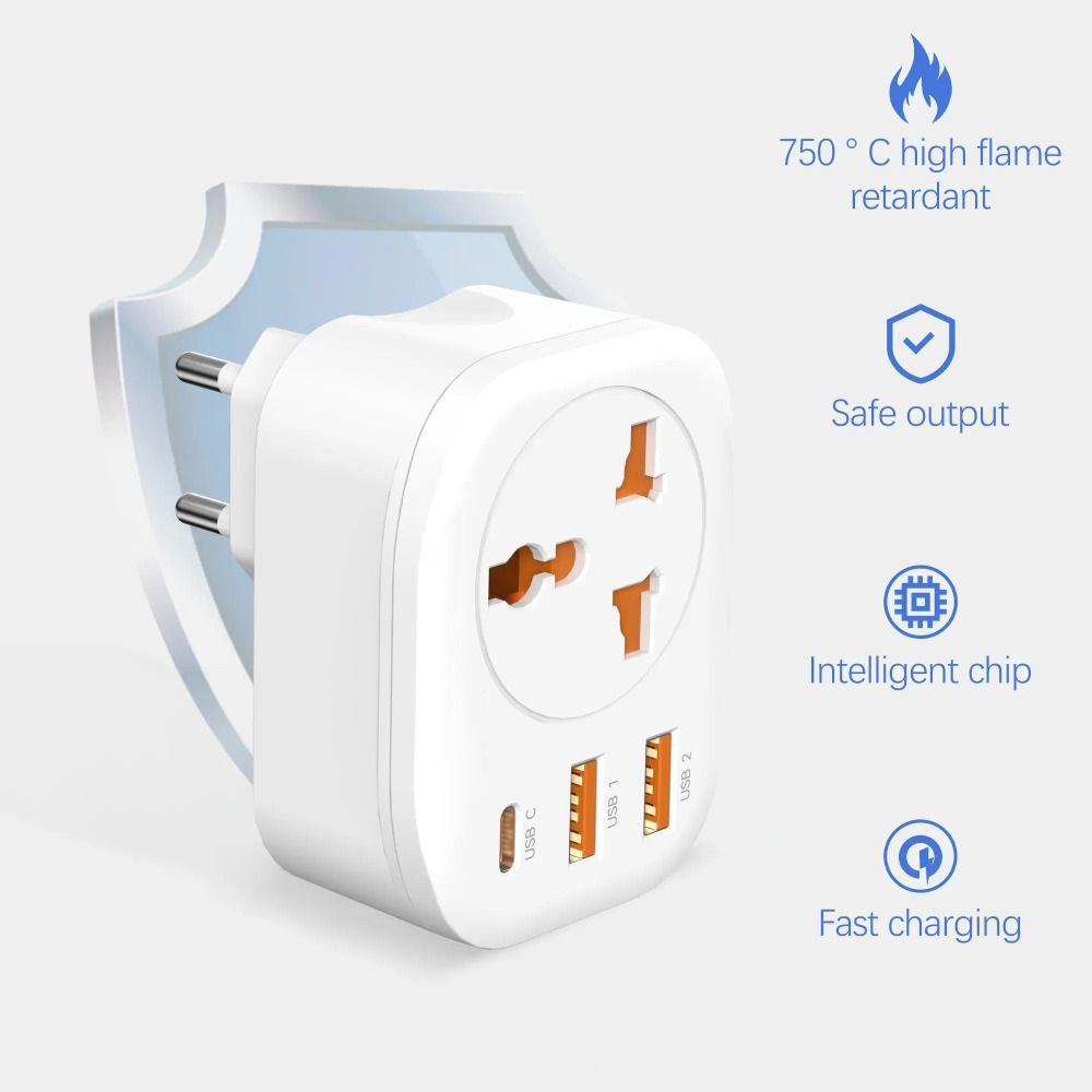 Type C Multi Socket Fast Charging Wall Socket Extender Multifunction Power Socket  PC