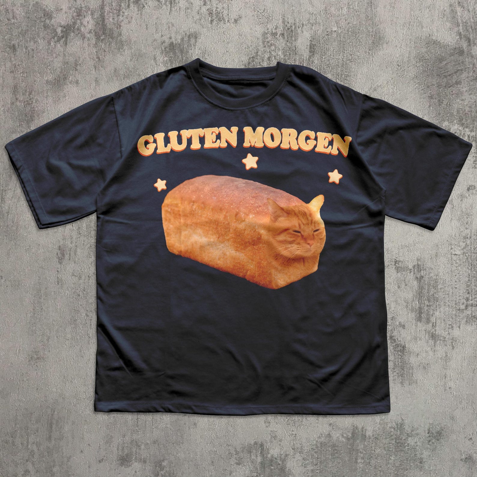 Gluten Morgen Funny Cat meme T shirt, Silly Cats Shirt, Kitten Tee, Gift for Cat Lovers, Weird Shirts, Unhinged Clothes, Brainrot Tees 3XL