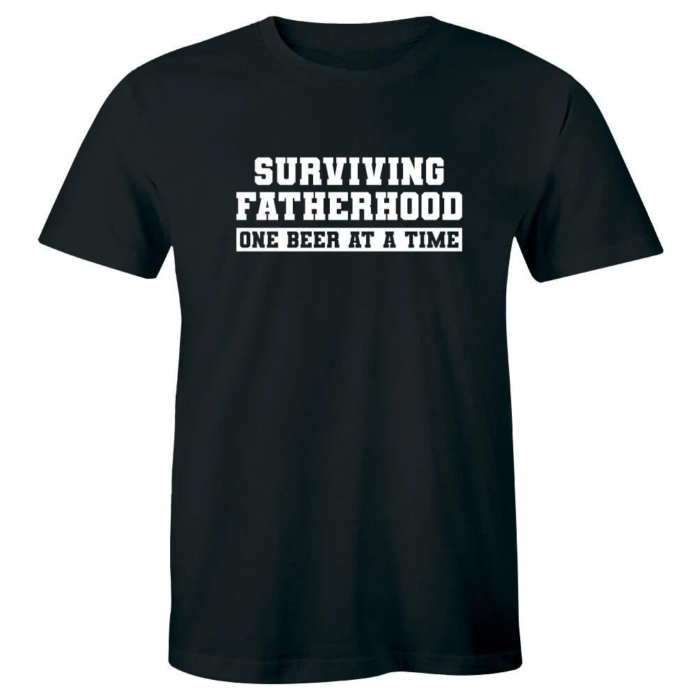 Surviving Fatherhood One Beer At A Time Men s T-Shirt New Dad Funny Tee M