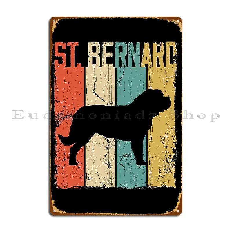 St Bernard Dog Vintage Retro Style Metal Plaque Poster Designing Designing Wall Decor Designing Pub Tin Sign Poster