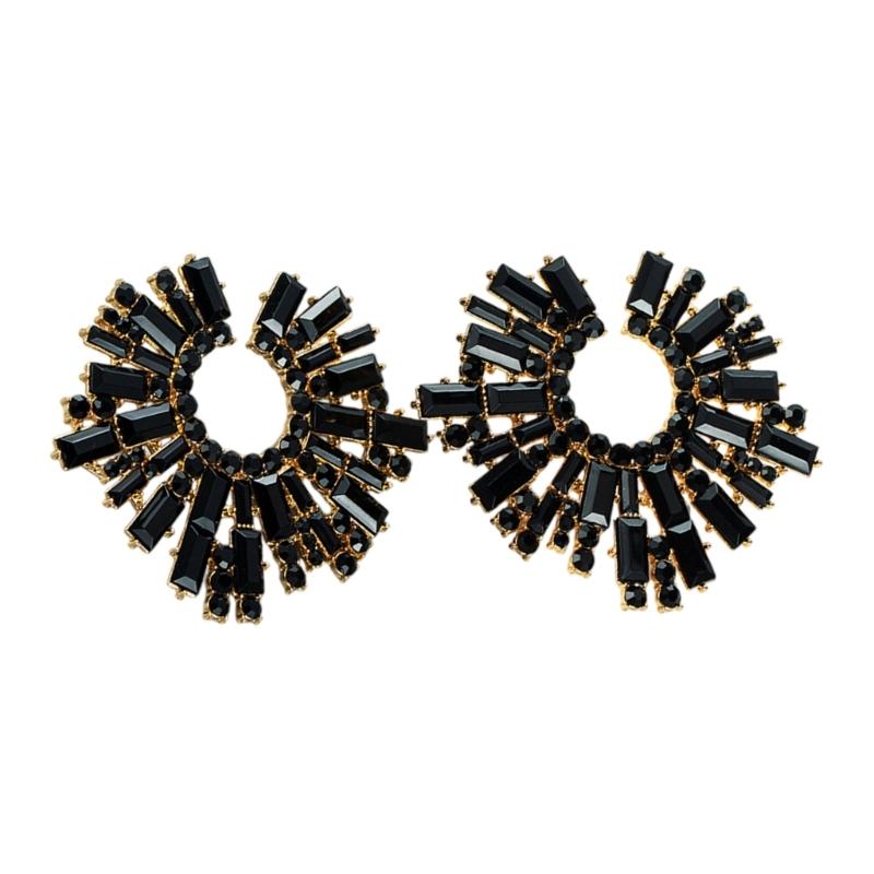 Elegant Alloy Sunflower Earrings With Colorful Rhinestones For Women Party Wedding Daily Wear