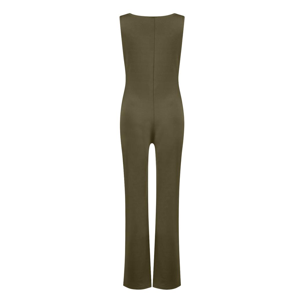 Women's Wide Leg Jumpsuit Women's Sleeveless Sexy Tight Casual Bodysuit Fitness Clothing