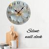 Golden & Pink Floral Wooden Round Silent Hanging Wall Clock, Suitable For Living Room,Office,Study Room, Bedroom,Home Decoration
