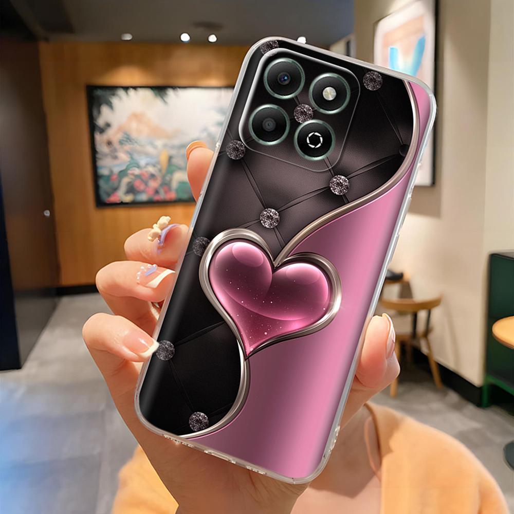 Honor X6B Kılıfı Sevimli Panda Şeffaf Arka Kapak Honor X6b JDY-LX1 JDY-LX2 İçin Şeffaf Silikon Tam Kapsama Telefon Kılıfı Coque