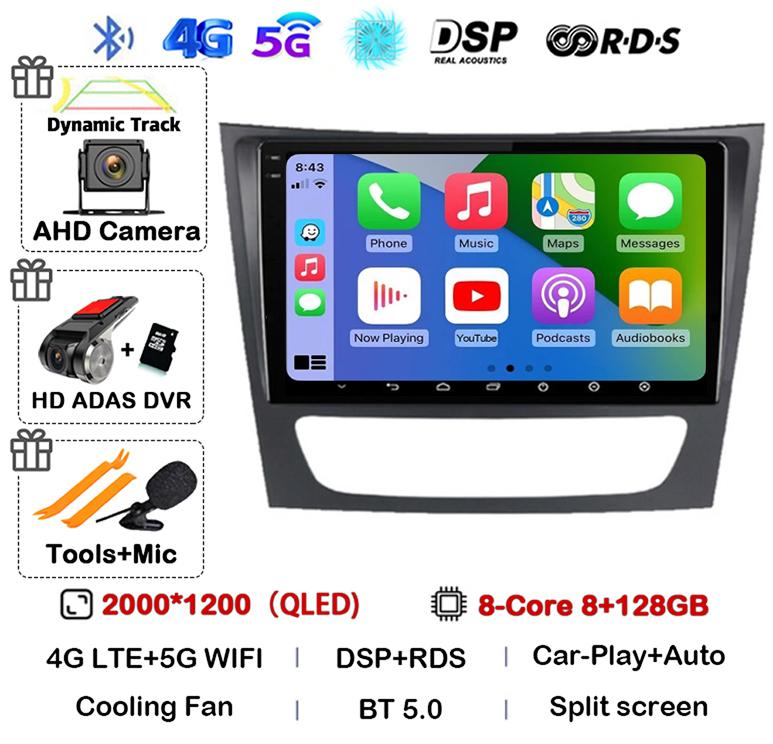 Android 14 Auto Carplay Car Radio For Mercedes Benz E-class W211 E200 E220 E300 E350 E240 CLS 2002-2010 Multimedia Player Stereo