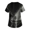 Women's Fashion Short Sleeve Halloween Print V-Neck Pocket Workwear Tops