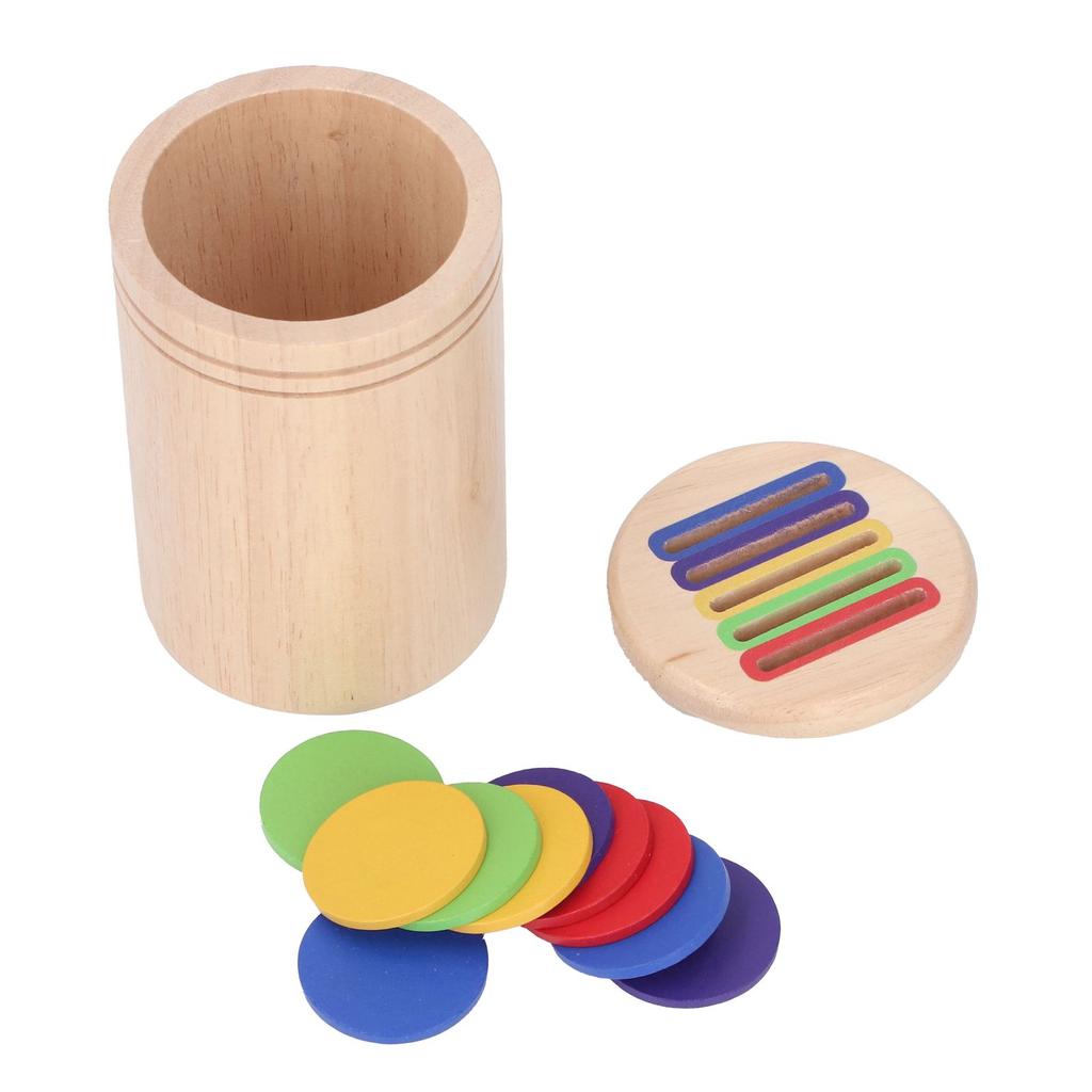 Color Sorting Sensory Toy Wooden Color Sorting Coin Box Toy Children Educational Color Sorting Cup
