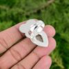 925 Silver Pear Rose Quartz Stone Handcrafted Birthday Flower Heart Chakra Ring